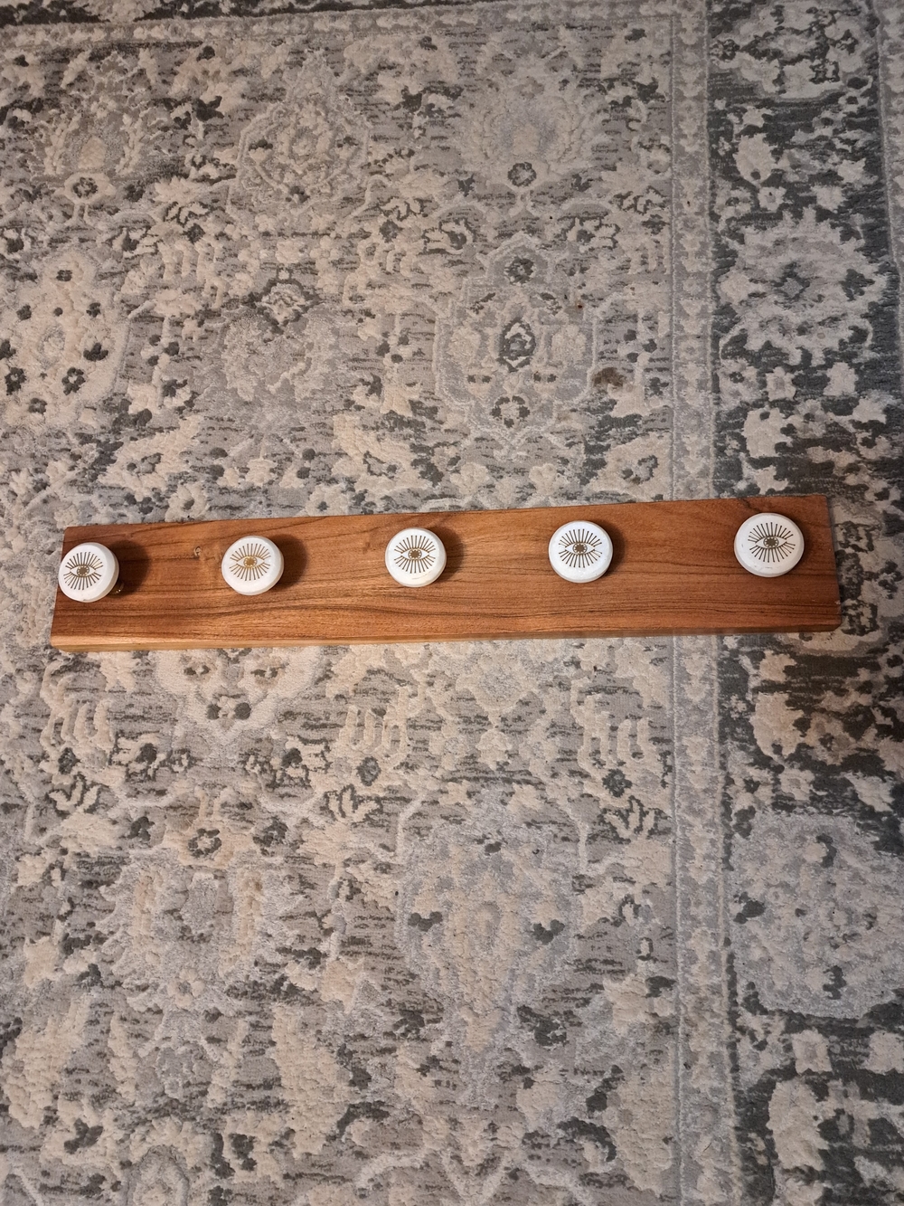 White and Gold Eye Sunburst Wall Hook Rack